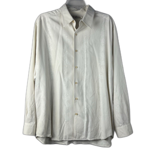 Tommy Bahama Silk Cotton Subtle Print Button Down Shirt Size Large - Picture 1 of 6